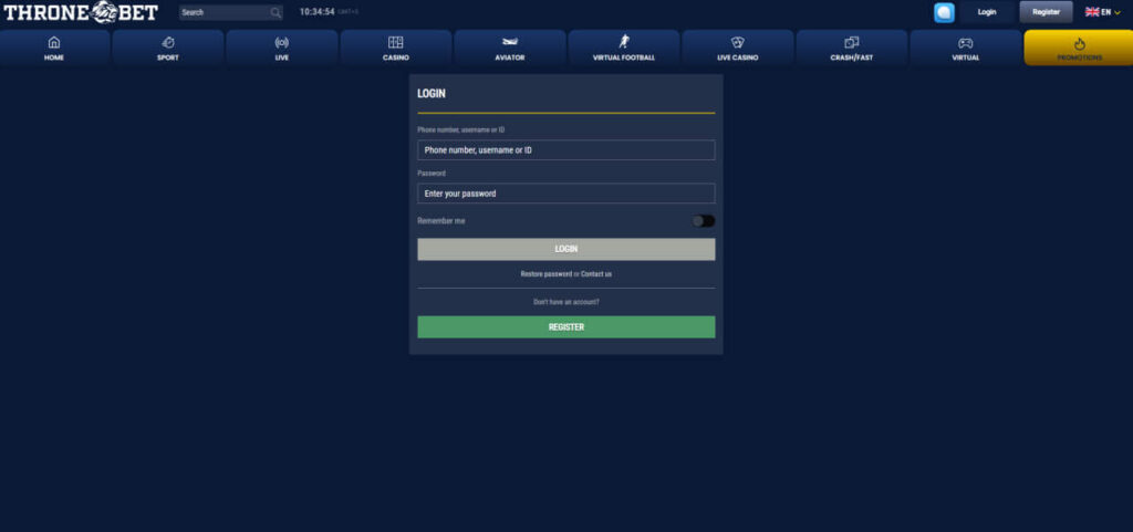 Throne Bet login